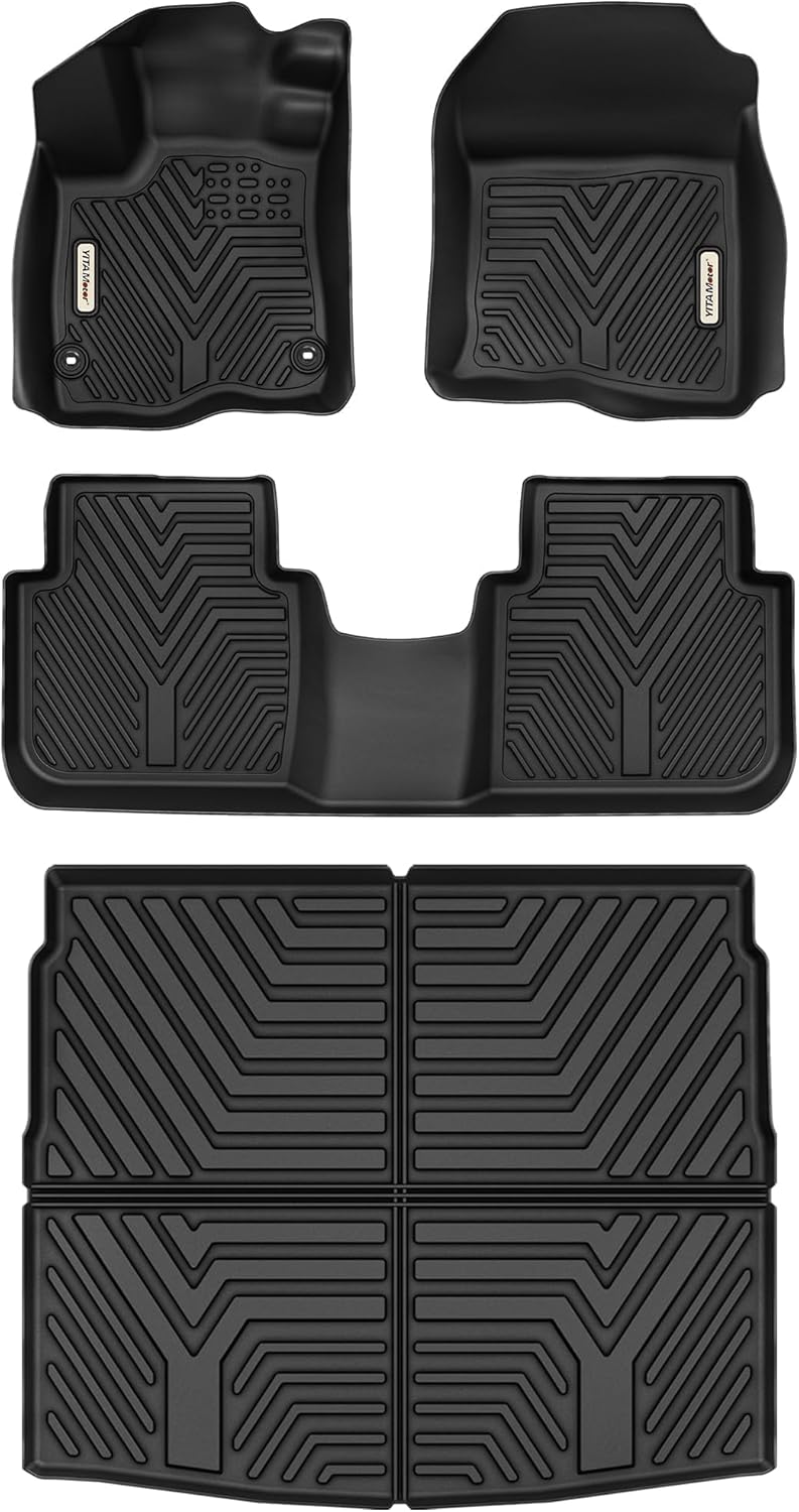 YITAMOTOR Floor Mats & Cargo Liner for Honda CRV 2025 2024 2023 (Not Fit for Hybrid) All Weather Car Mat for Honda CR-V Accessories Front Rear Cargo Liner Set TPE, Anti-Slip Cargo Tray in Highest Position