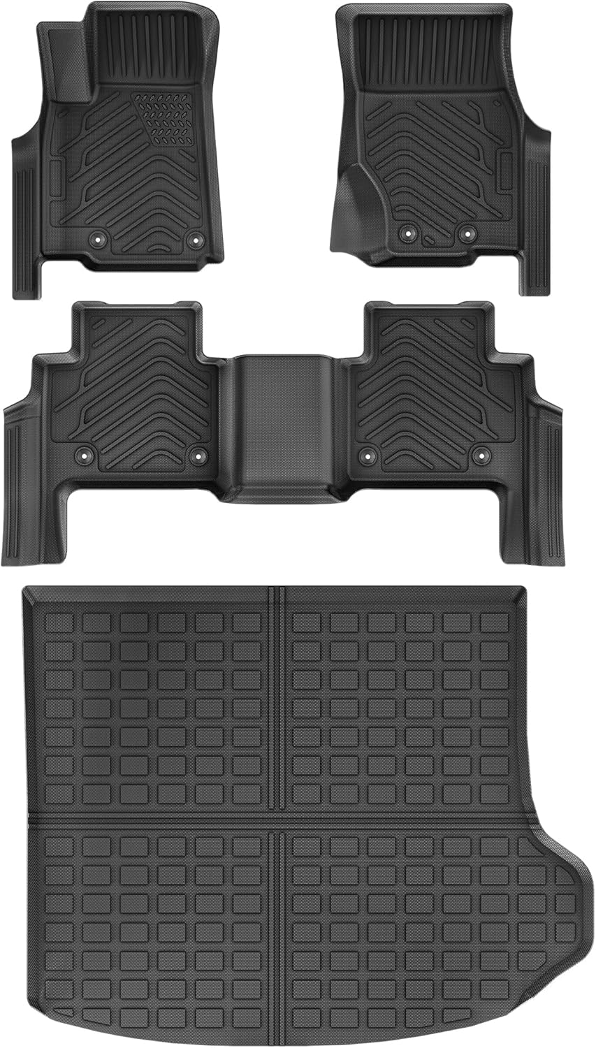 YITAMOTOR Floor Mats & Cargo Liner Fits for 2022 2023 2024 Jeep Grand Cherokee (Non L or WK), Custom Fit TPE All Weather Floor Liners Cargo Mats, 1st 2nd Rows Trunk Full Liners Car Mats Set, Black