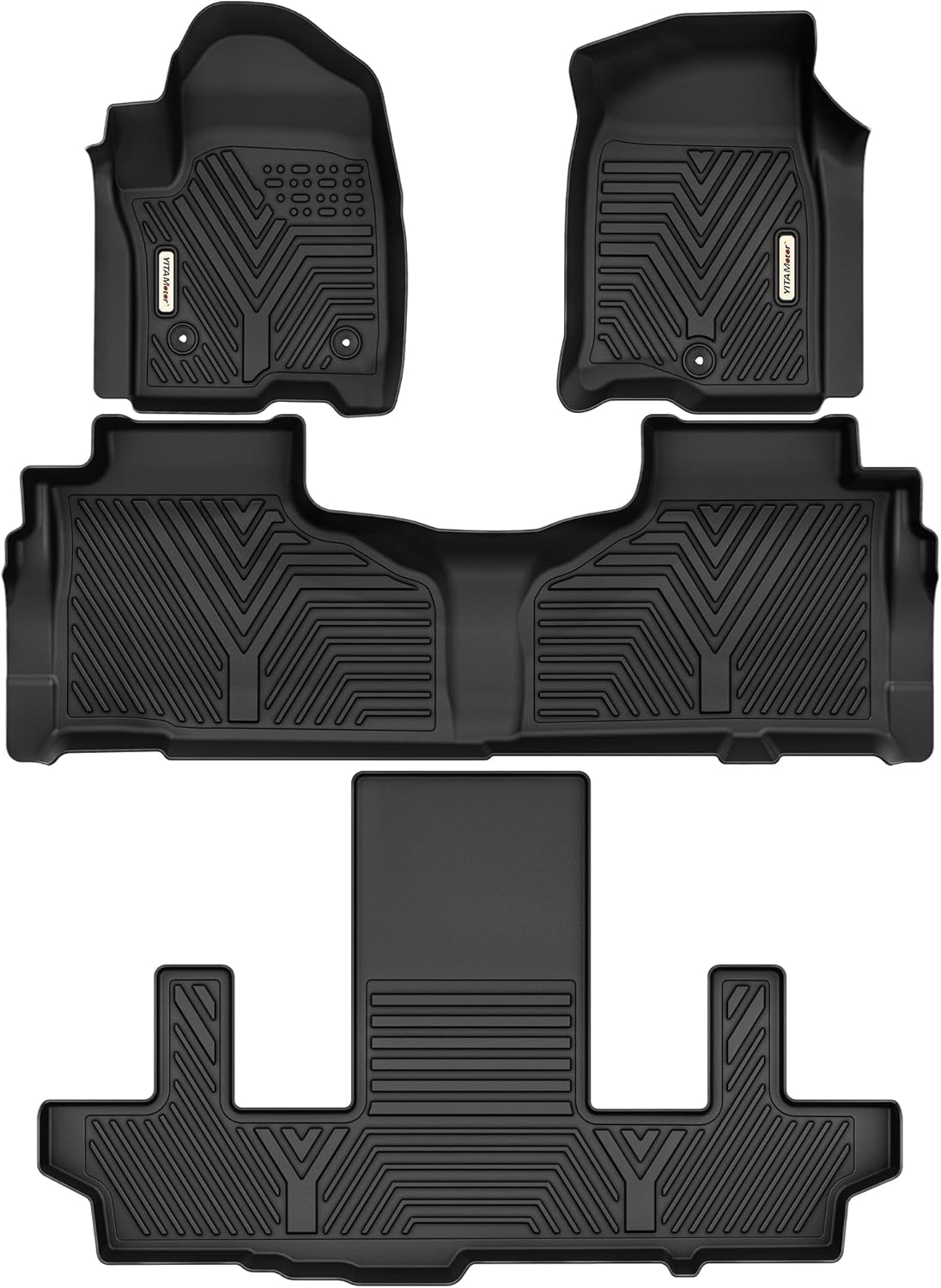 YITAMOTOR Floor Mats 3 Row Liner Custom Fit for 2021-2024 Chevrolet Suburban/GMC Yukon XL with 2nd Row Bucket Seats, TPE All-Weather Floor Mat Set Liners, Black