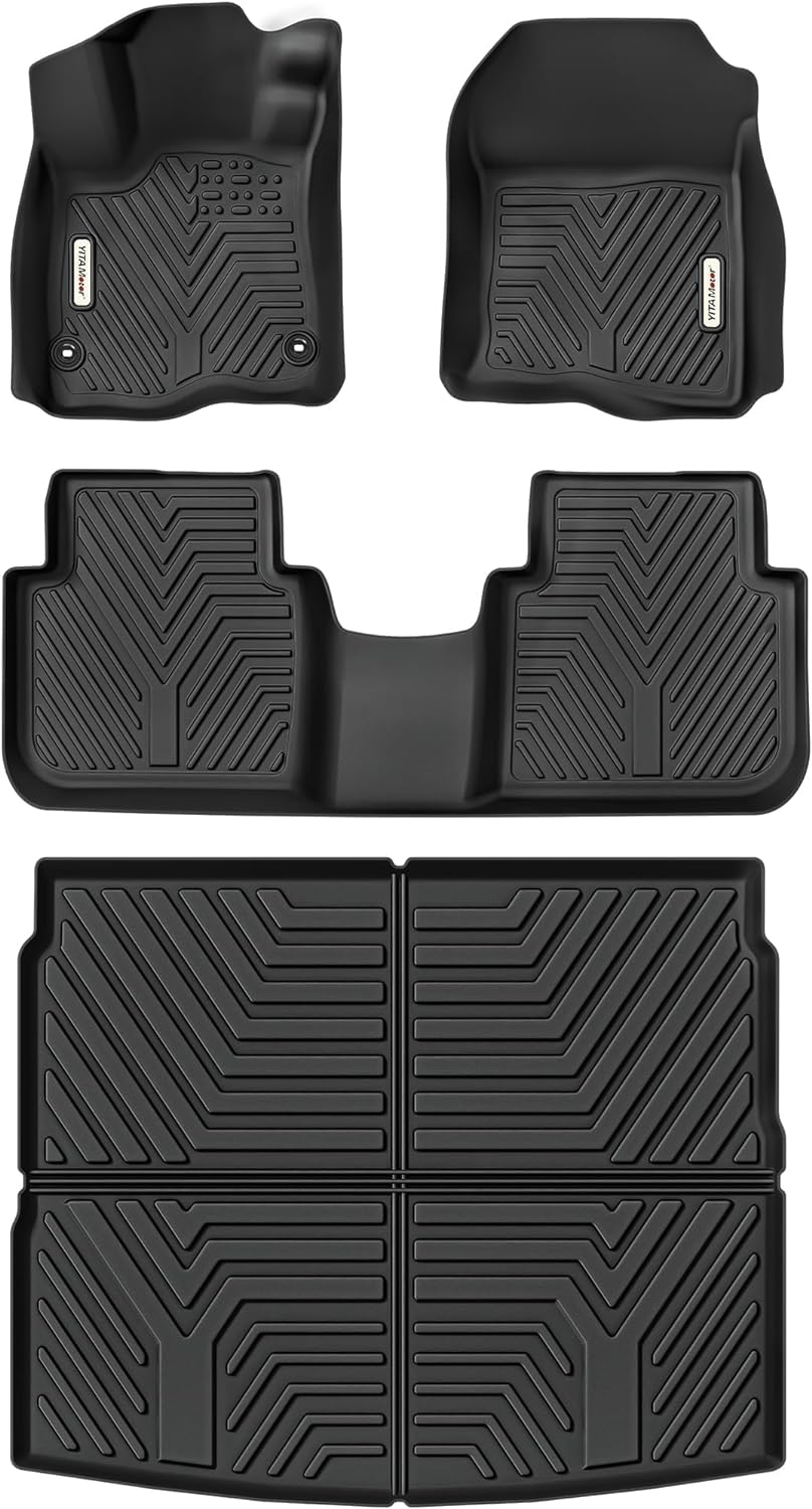 YITAMOTOR Floor Mats & Cargo Liner Fit for Honda CR-V 2025 2024 2023, All Weather TPE Custom Fit CRV Hybrid Floor Liners with Cargo Mat Full Set