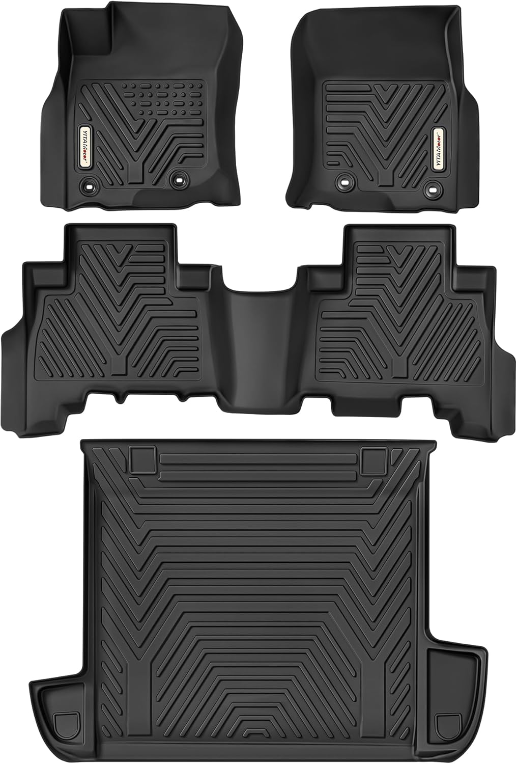 YITAMOTOR Floor Mats & Cargo Liner Set Fit for Toyota 4Runner 2024, Custom Fit TPE All-Weather Floor Liners 2013-2024 Toyota 4Runner 5 Passenger Model w/o Sliding Rear Tray, Balck