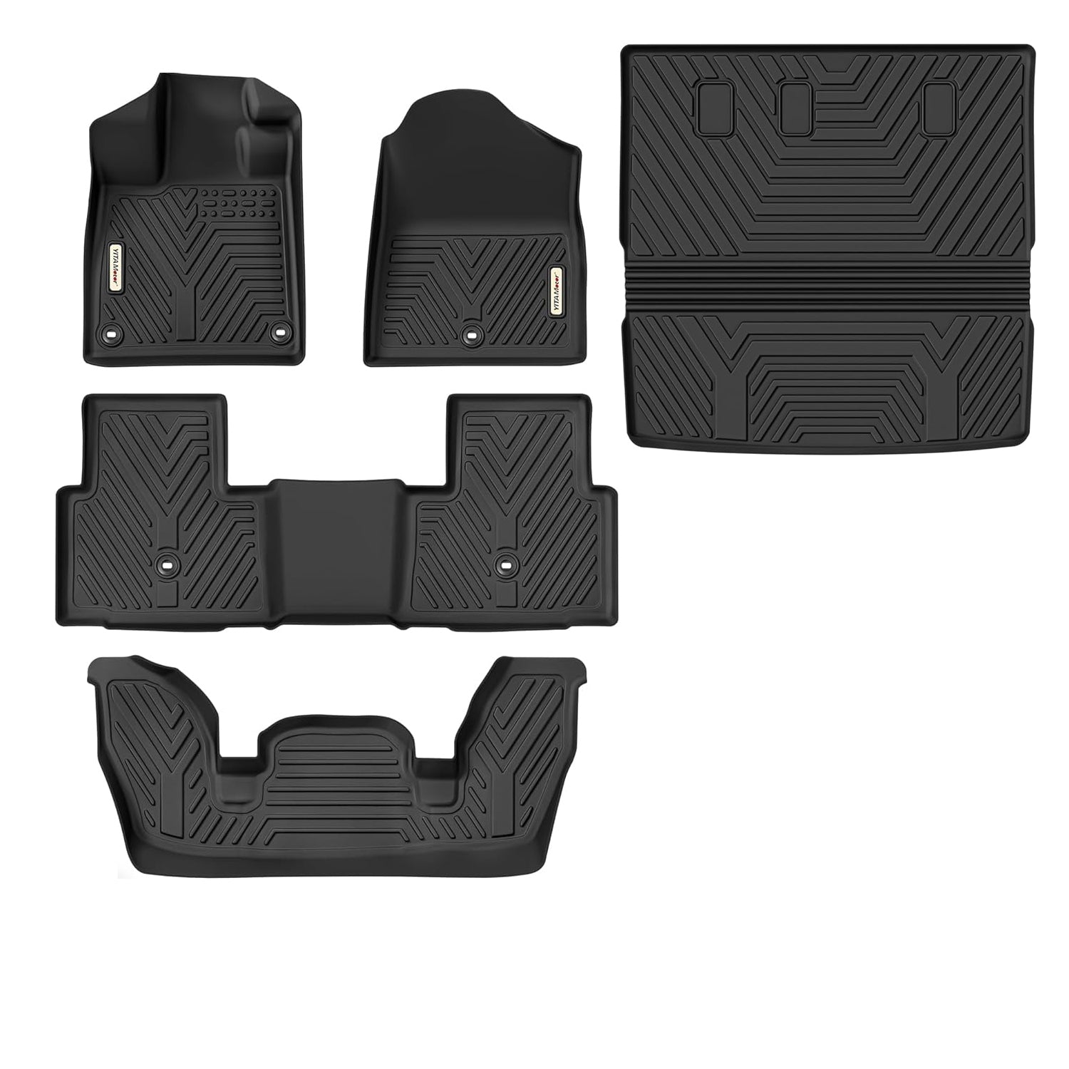 YITAMOTOR Floor Mats & Cargo Liner for Honda Pilot 2025-2023, All-Weather Car Interior Floor Liners Honda Pilot 7/8 Passenger Full Set Automobile mats Accessories, Black