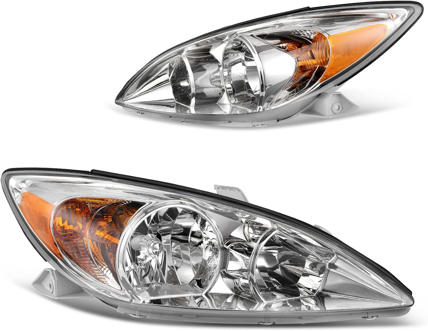 YITAMOTOR Headlight Assembly Compatible with 2002-2004 Camry(Only Fits LE/XLE) Driver and Passenger Side Replacement Headlamps Chrome Housing Clear Lens