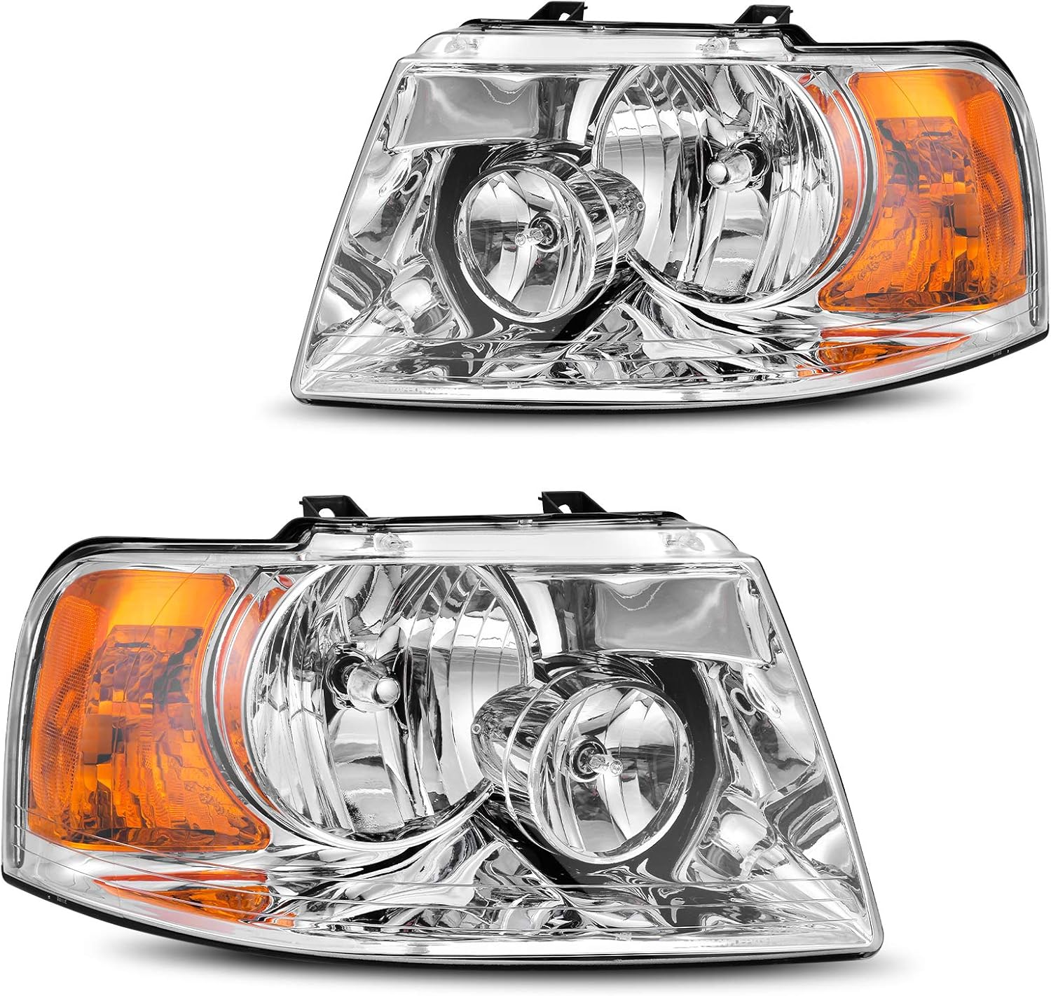 YITAMOTOR Headlight Assembly Compatible with 2003 2004 2005 2006 Ford Expedition (Chrome Housing Clear Lens)