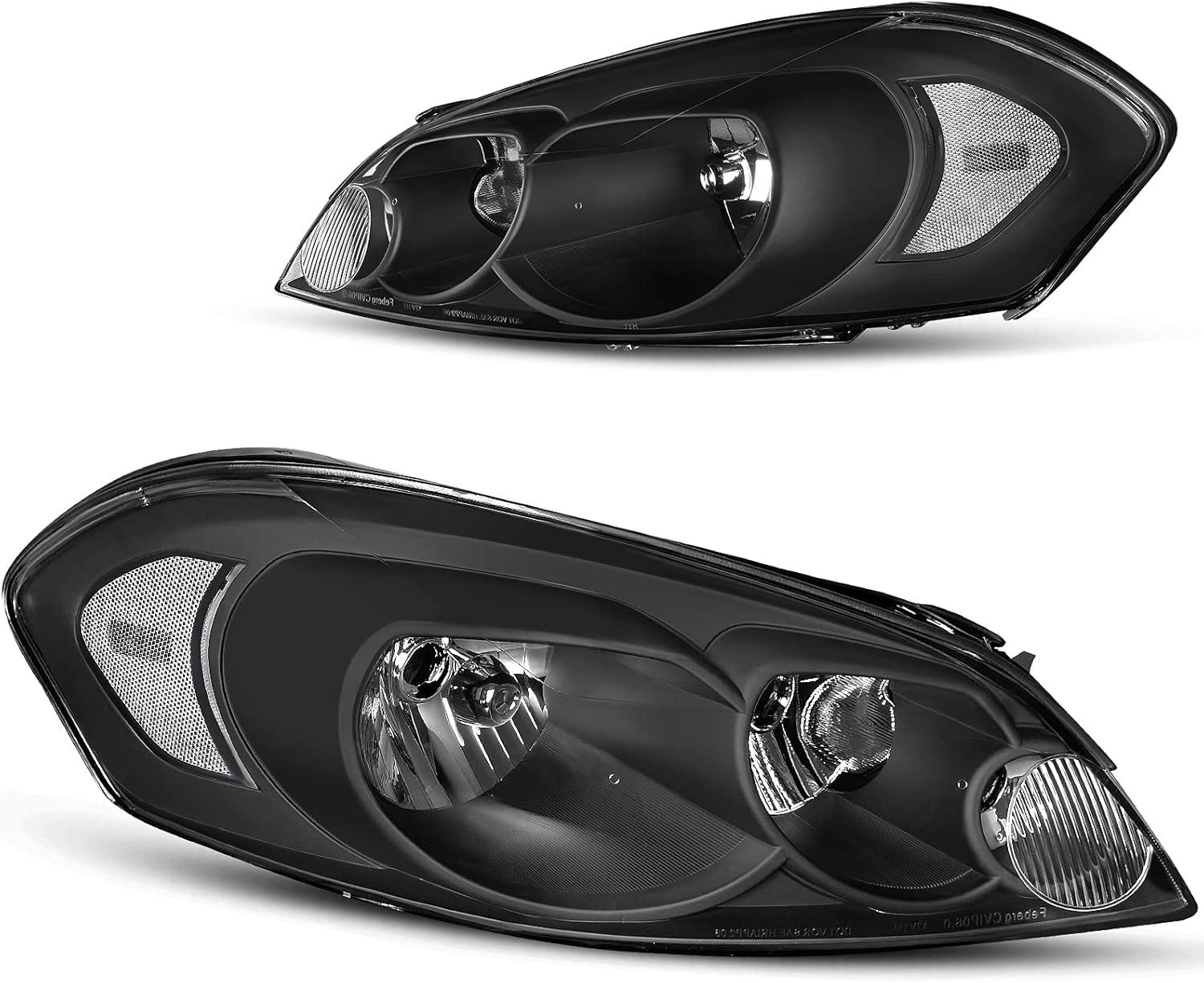 YITAMOTOR Headlights Assembly Compatible with 2006-2013 Chevrolet Impala / 14-16 Chevy Impala Limited / 2006 2007 Monte Carlo Headlamp Replacement Black Housing Clear Reflector