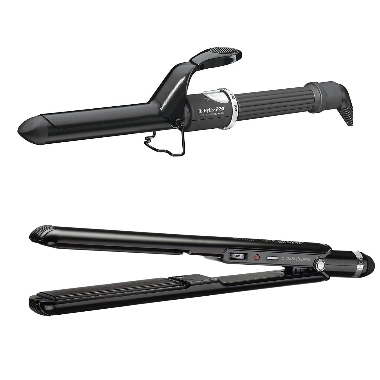 BaBylissPRO Porcelain Ceramic 1" Flat Iron & Curling Iron 1" Prepack