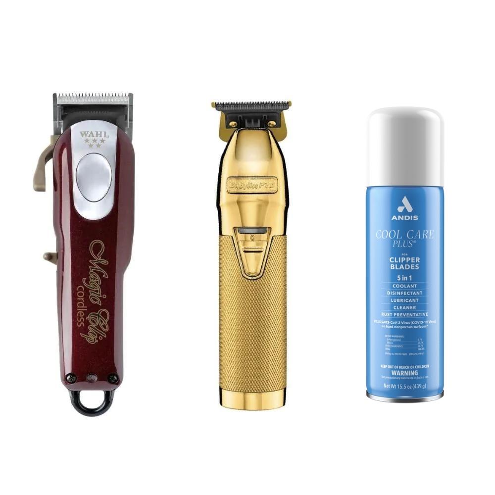 Wahl Magic Clip Cordless & BaBylissPRO GoldFX Trimmer with Andis Cool Care