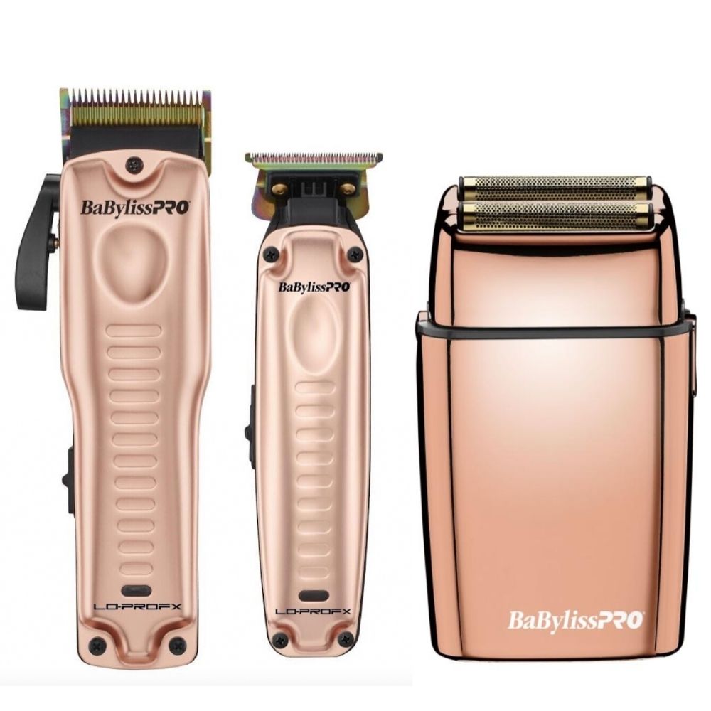 BaBylissPRO Rose Gold LO-PRO FX Clipper & Trimmer with Double Foil Shaver