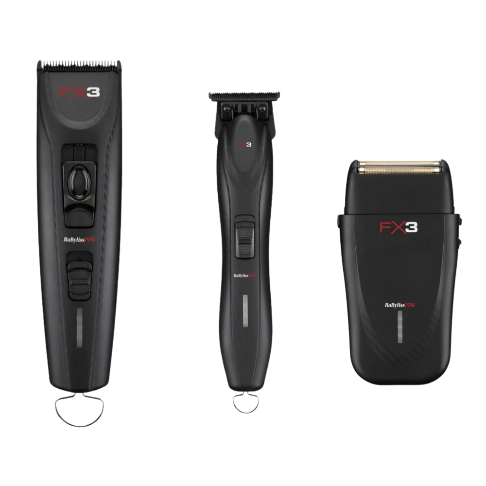 BaBylissPRO FX3 Black Clipper - Trimmer & Double Foil Shaver Combo