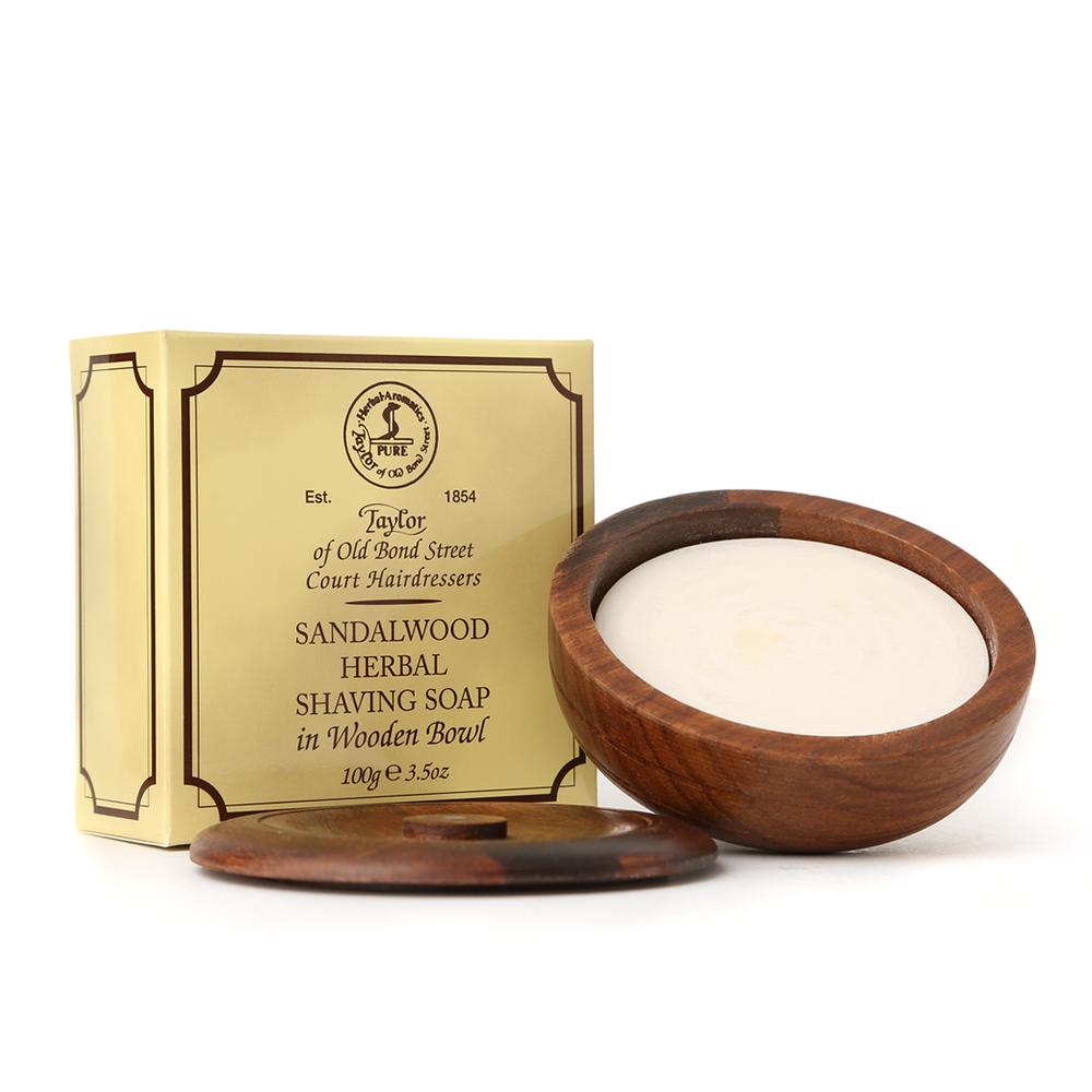 Taylor of Old Bond Street Sandalwood Shaving Soap in Wooden Bowl 3.5 oz