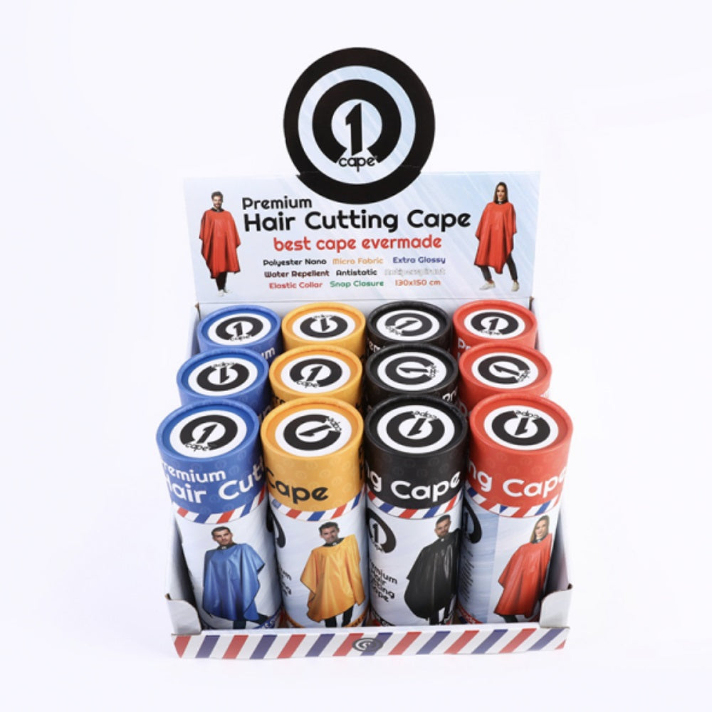 The Shave Factory Premium Hair Cutting Cape Color - 12 Pcs Display