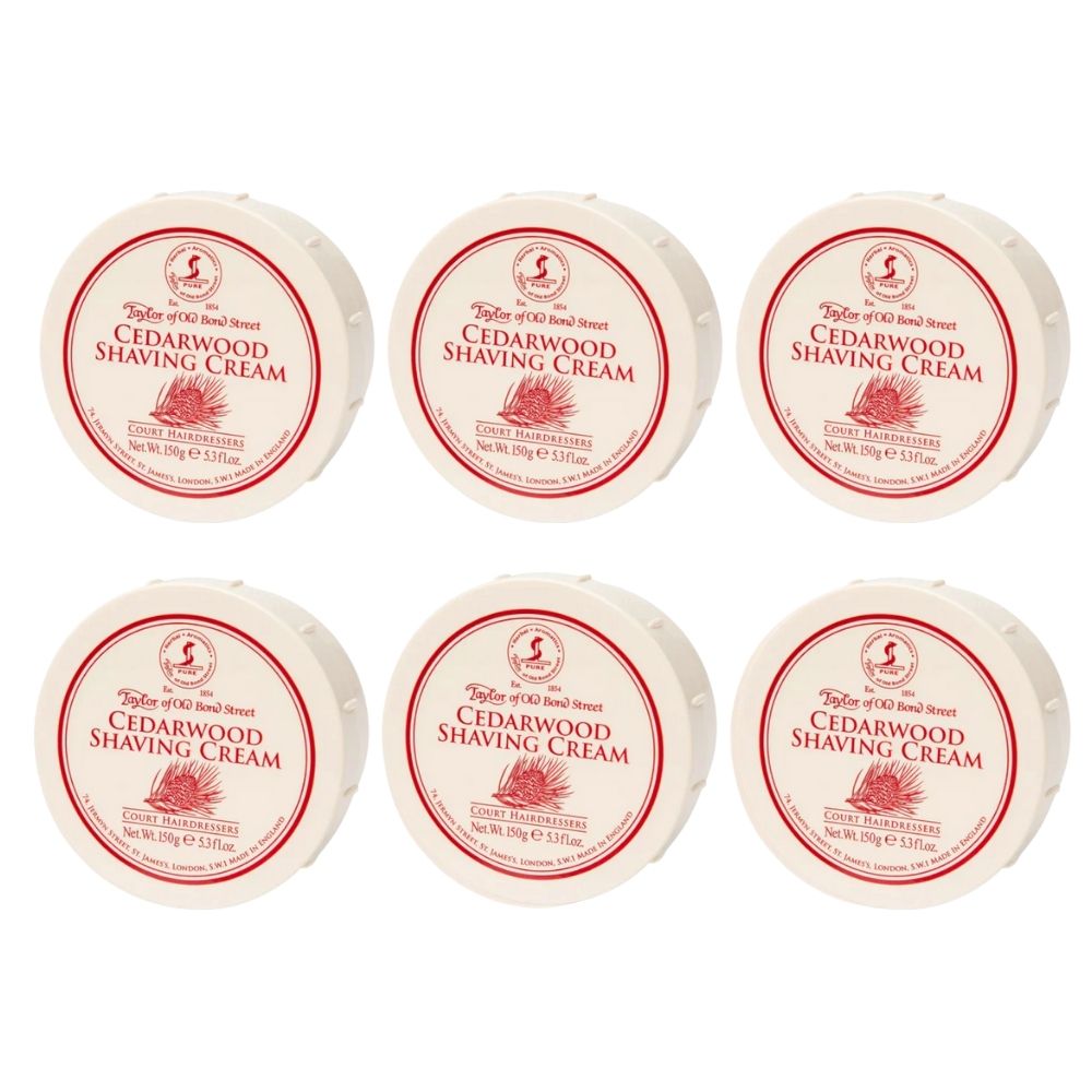 Taylor of Old Bond Street Cedarwood Shaving Cream Bowl 5.3 oz - 6 Pack