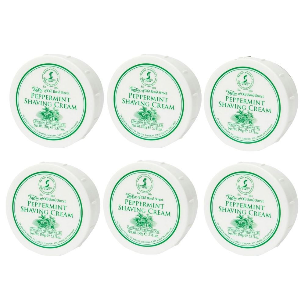 Taylor of Old Bond Street Peppermint Shaving Cream Bowl 5.3 oz - 6 Pack