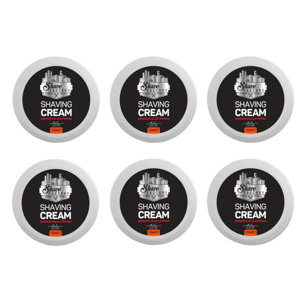 The Shave Factory Ginseng & Black Pepper Shaving Cream 4.2 oz - 6 Pack