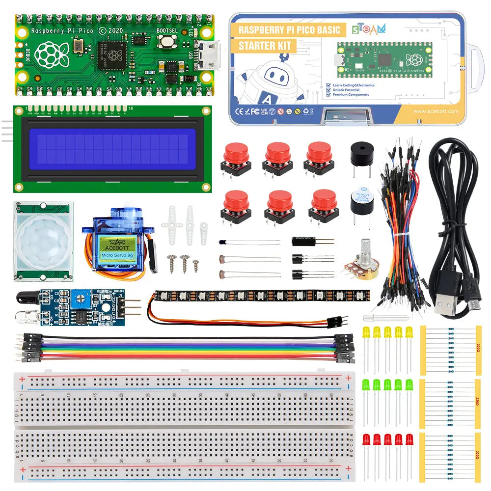 ACEBOTT AE315 Super Starter Kit for Raspberry Pi Pico with micropython or C/C++ coding