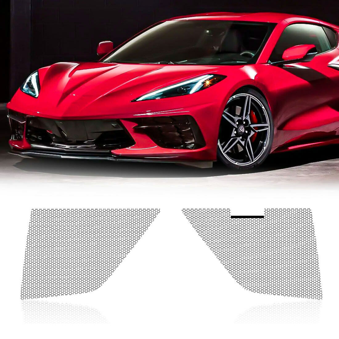 Glossy Black Honeycomb Mesh Grille For 20-21 Chevrolet Corvette 2-door