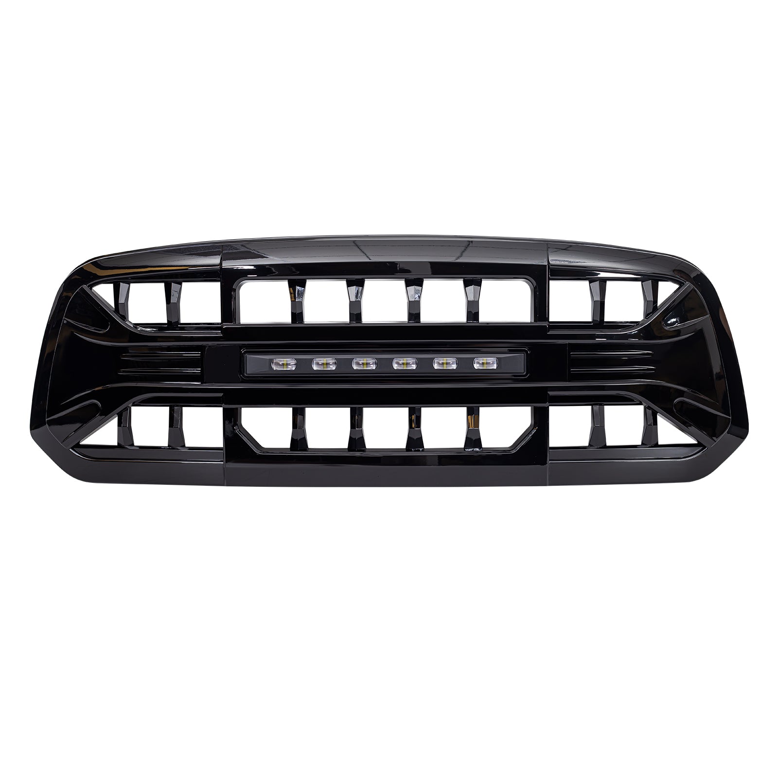 Armor Grille W/Off-Road Lights-Gloss Black For 2013-2018 Dodge RAM 1500 (Not Fit Rebel Models), 2019-2023 Ram 1500 Classic