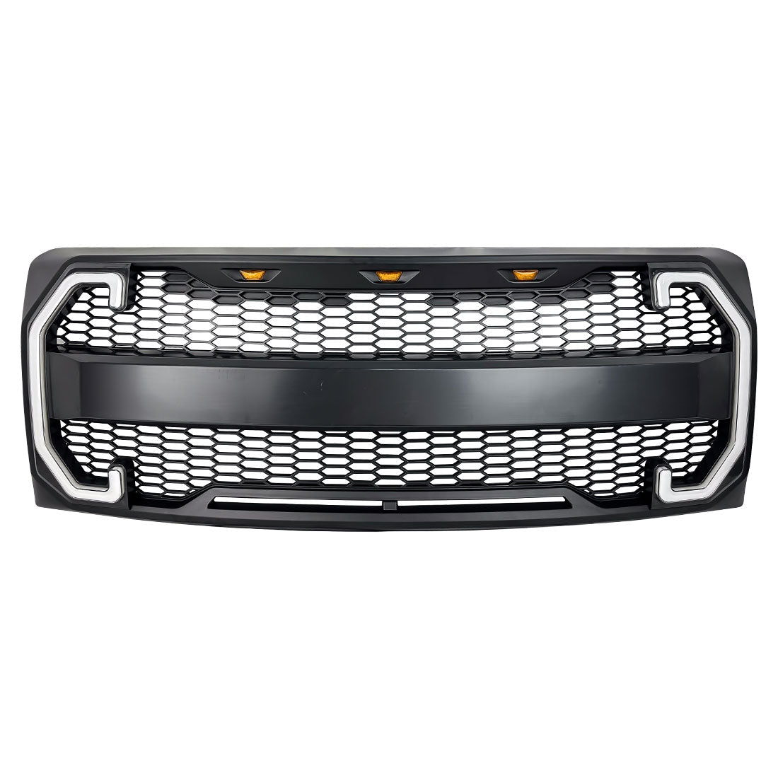 Raptor Style Mesh Grille W/DRL & Turn Signal Lights For 2009-2014 Ford F150 - Matte Black