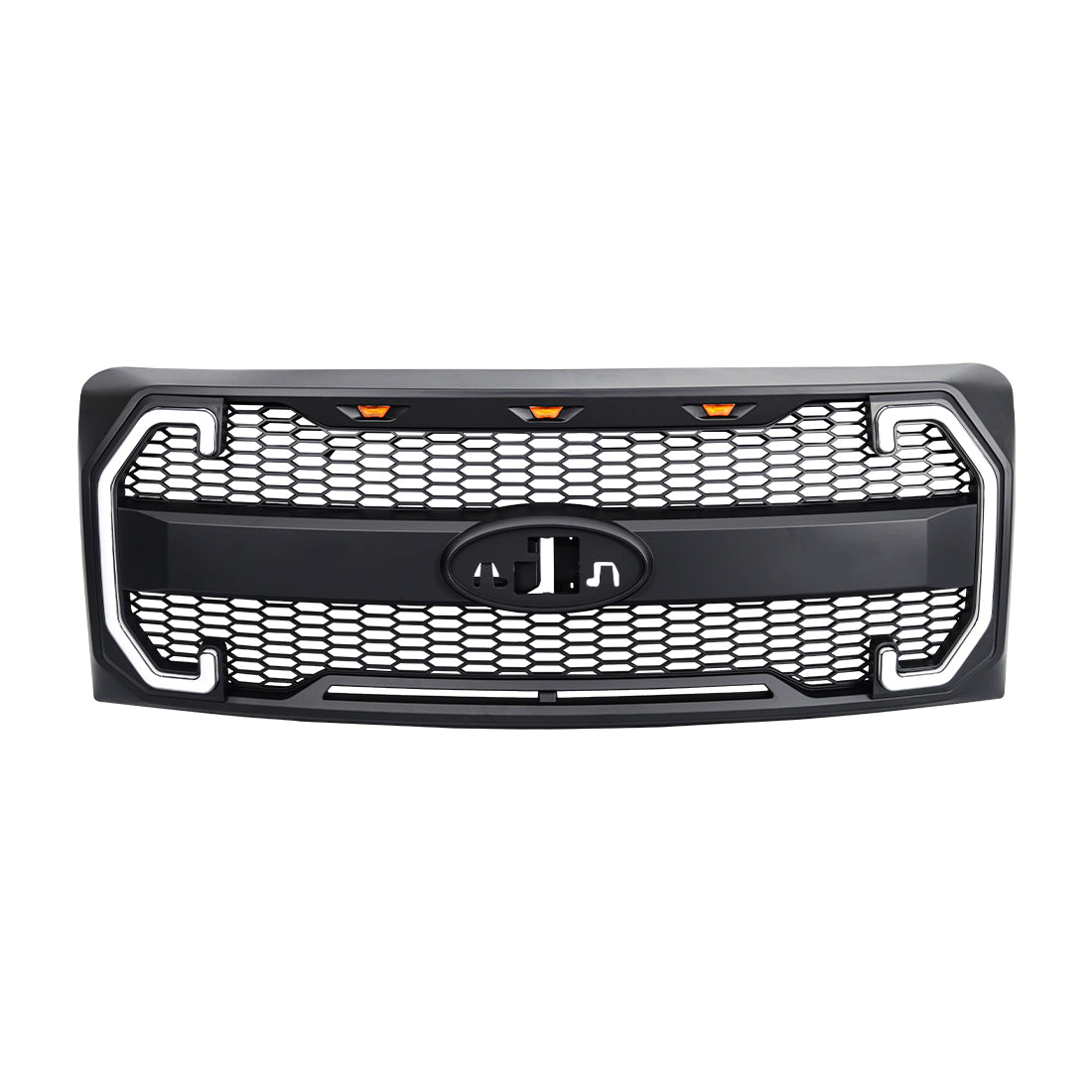 Raptor Style Mesh Grille W/Drl & Turn Signal Lights Emblem Base For 2009-2014 Ford F150