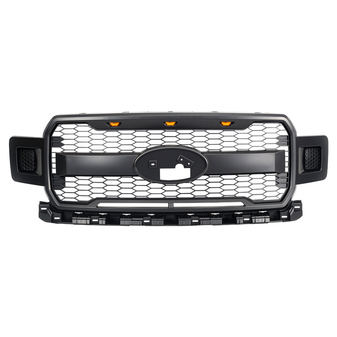 Raptor Style Mesh Grille W/ Amber Lights & Emblem Base For 2018-2020 Ford F150