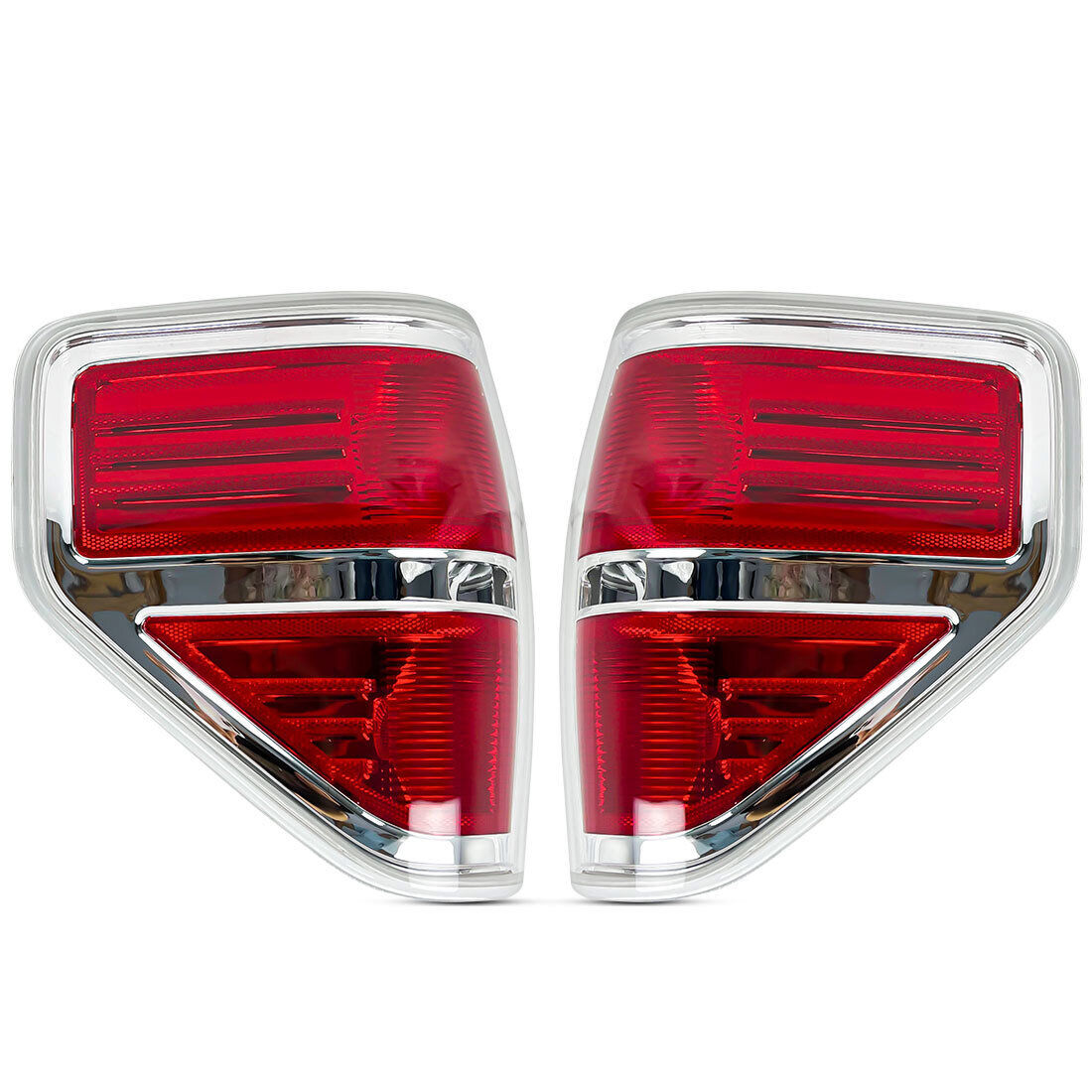 Red Lens LED Tail Lights Chrome Housing without light bulbs For 2009-2014 Ford F150