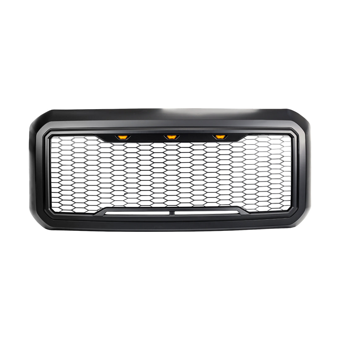 Raptor Style Mesh Grille W/ Amber Lights - Matte Black For 2011-2016 Ford F250/350/450/550 Super Duty