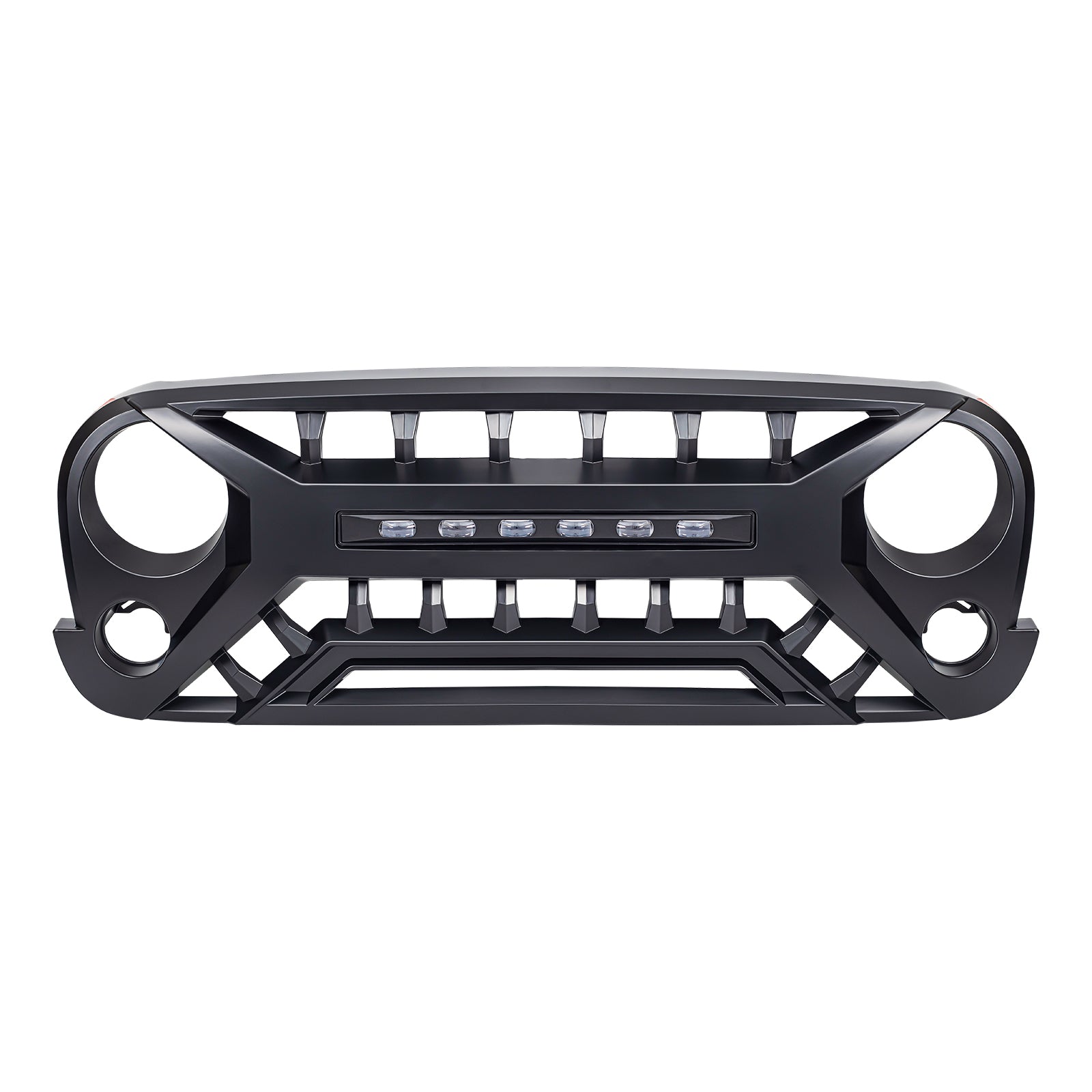 Armor Grille W/ Off-Road Lights - Matte Black For 07-18 Jeep Wrangler JK