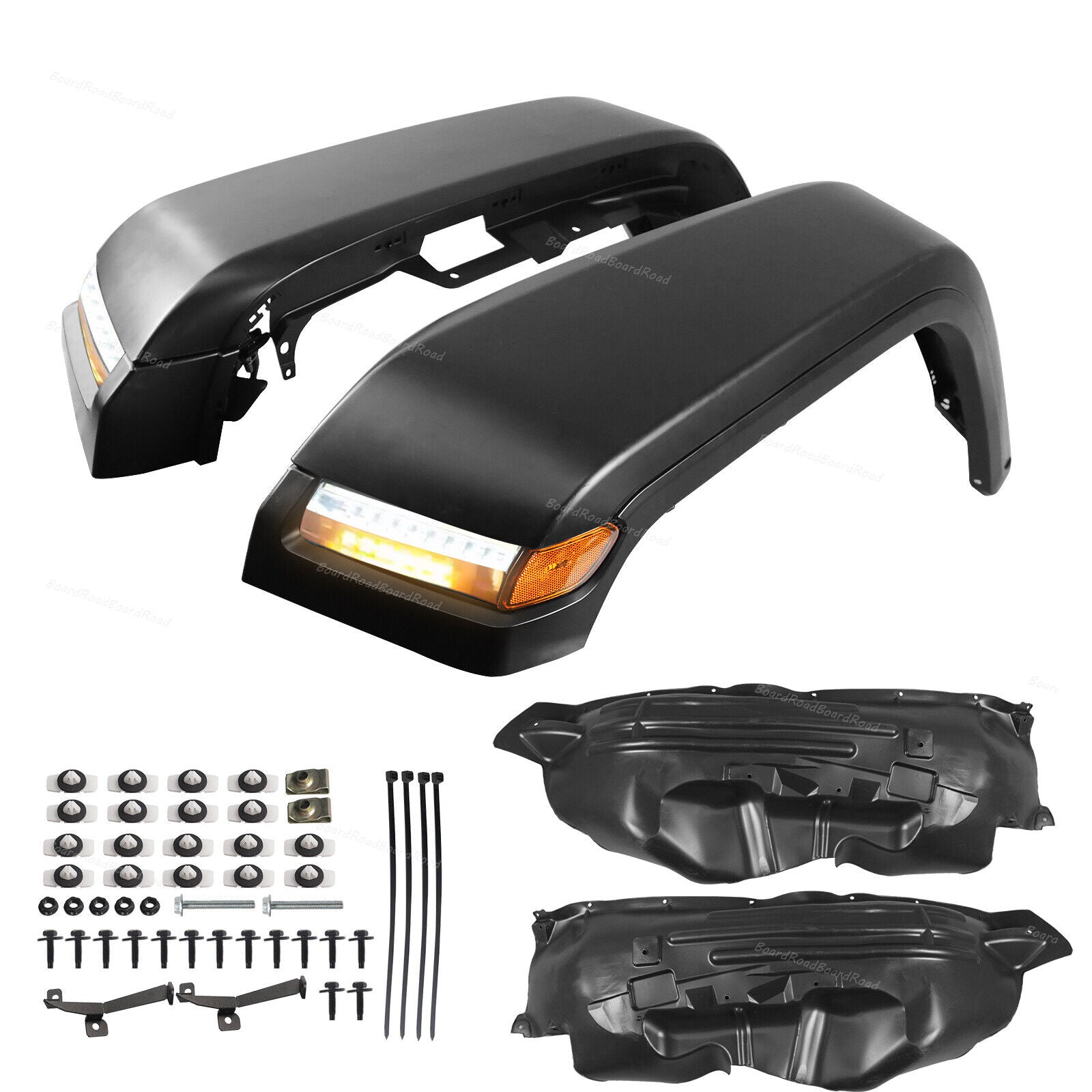 JK to JL Conversion Front Fender Flare w/ LED Lights & Inner Fenders for 07-18 JEEP WRANGLER JK