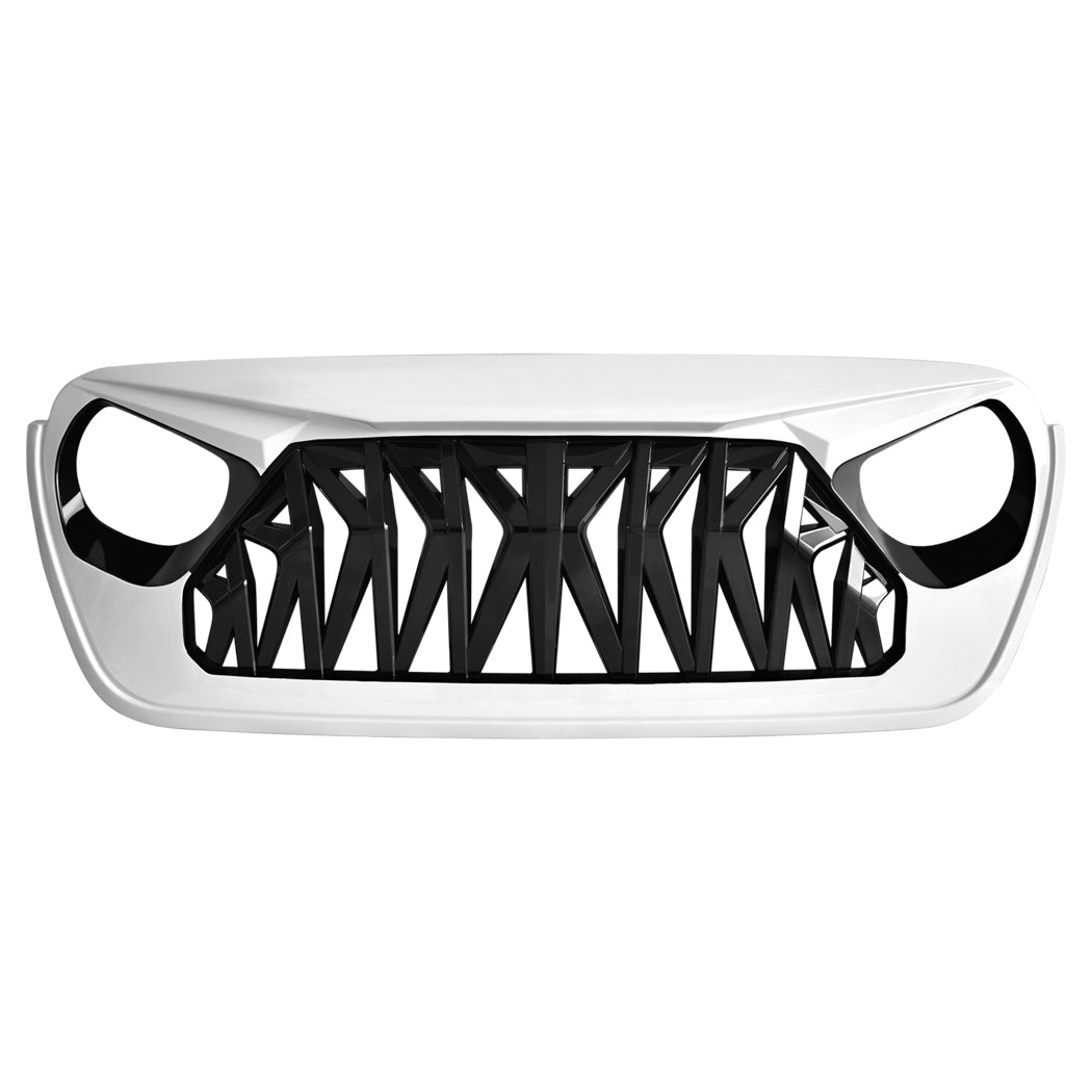 Shark Grille - White & Black for 18-22 Jeep Wrangler JL & Gladiator JT w/o TrailCam