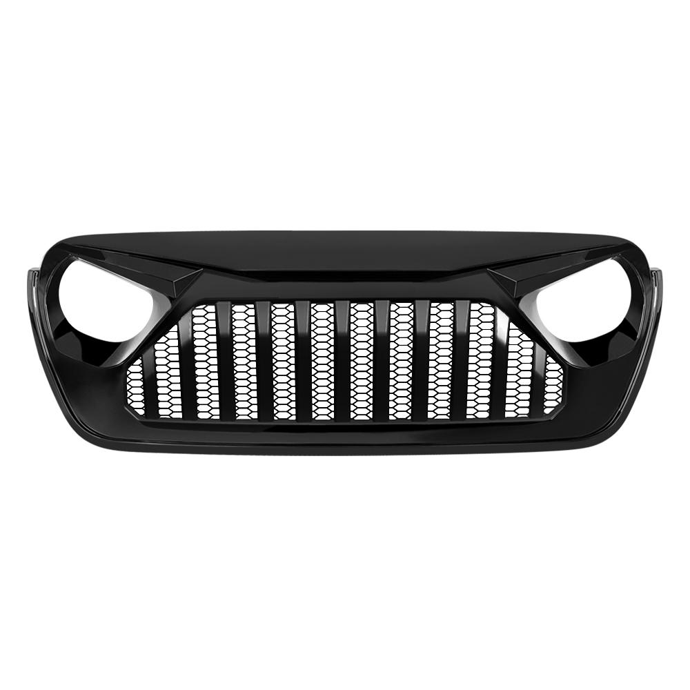 Vader Grille w/ Mesh - Glossy Black for 18-21 Jeep Wrangler JL & Gladiator JT w/o TrailCam