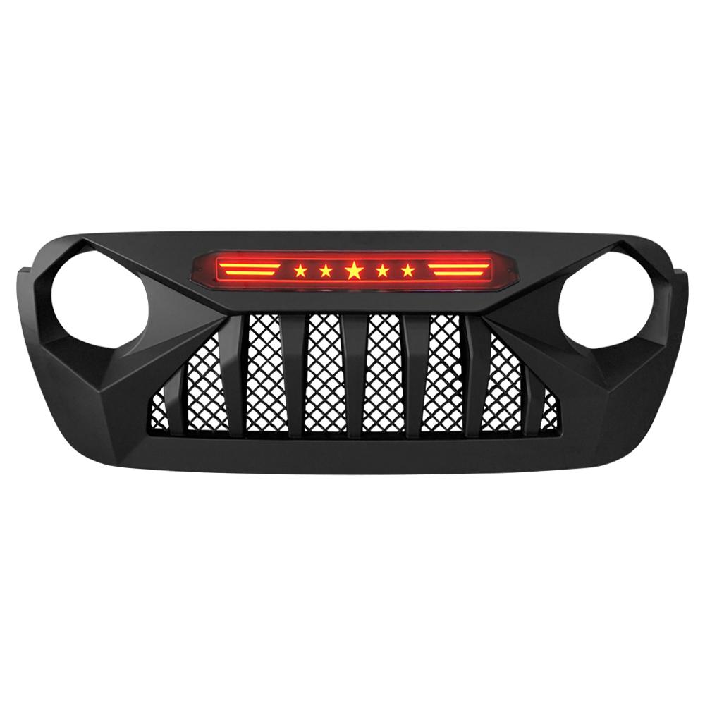 Demon Grille w/Red Star Lights for 18-21 Wrangler JL & Gladiator JT w/o TrailCam