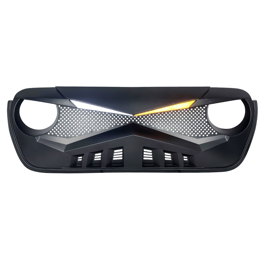 Hawke Grille W/DRL Turn Signal Light-Matte Black For 18-23 Jeep Wrangler Jl & Gladiator Jt W/O Trailcam