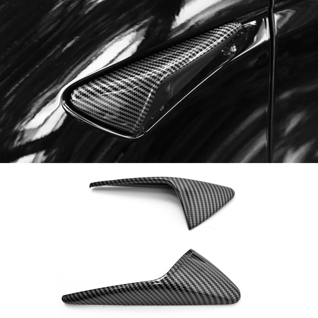 Side Camera Decoration Cover Trim-Glossy Carbon Fiber For Tesla Model 3/Y