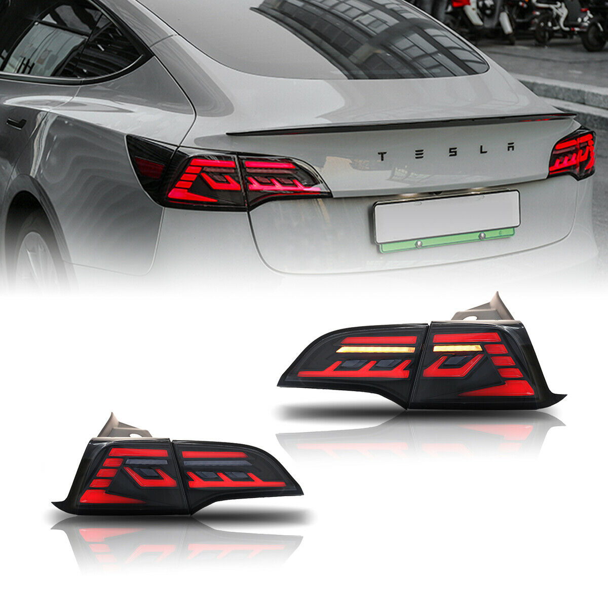 Smoked LED Tail Lights with Start up Animation For 2017-2022 Tesla Model 3 & Model Y