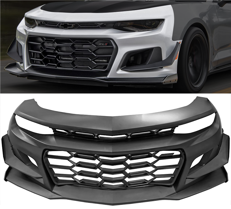 1LE Style Front Bumper Cover-Unpainted Black for 16-23 Chevrolet Camaro