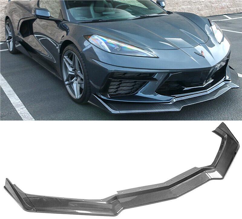 5PC Carbon Fiber Print Front Lip Splitter for 2020-2023 Chevy Corvette