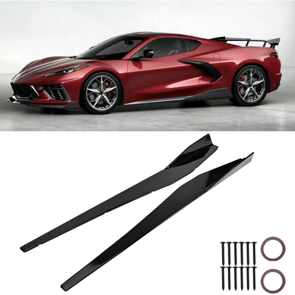 5VM Style Side Skirts-Glossy Black for 2020-2023 Corvette