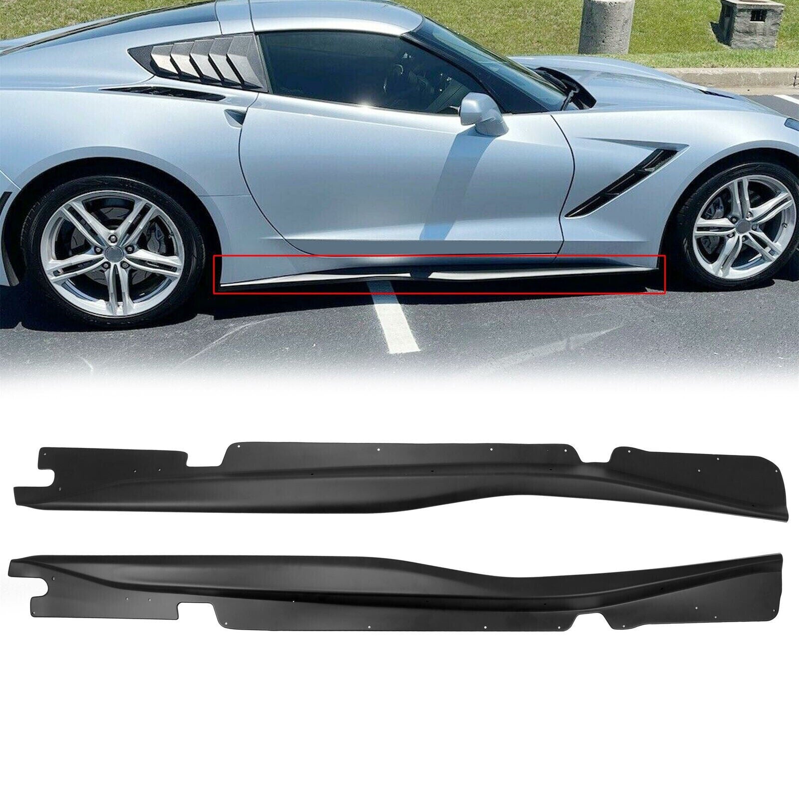 Side Skirt Rocker Panel-Matte Black for 2014-2019 Corvette