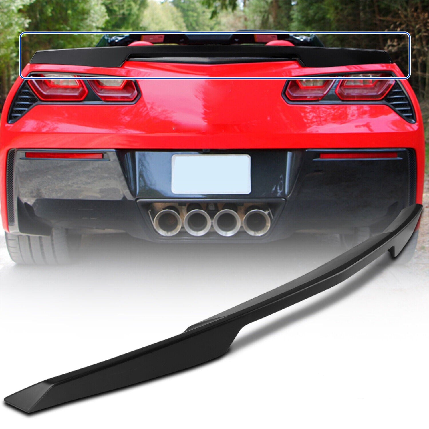 Rear Trunk Lid Spoiler Wing-Matte Black for 2014-2019 Corvette