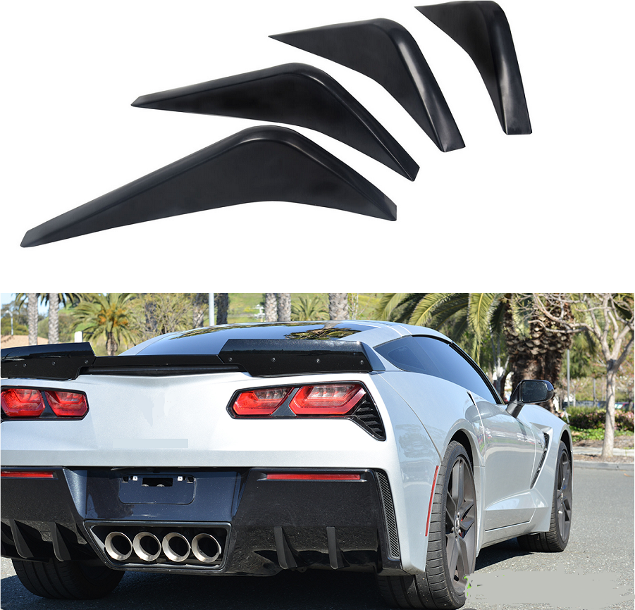 Rear Bumper Lower Air Diffuser Fins-Matte Black for 2014-2019 Corvette