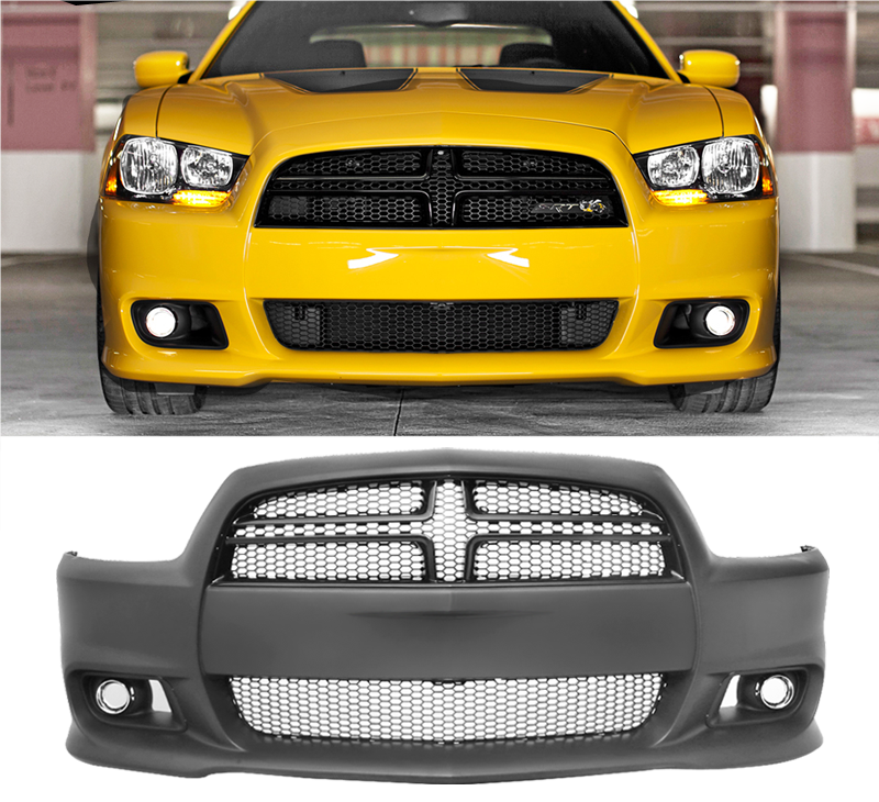 SRT8 Style Front Bumper W/ Upper Lower Grille for 2011-2014 Dodge Charger