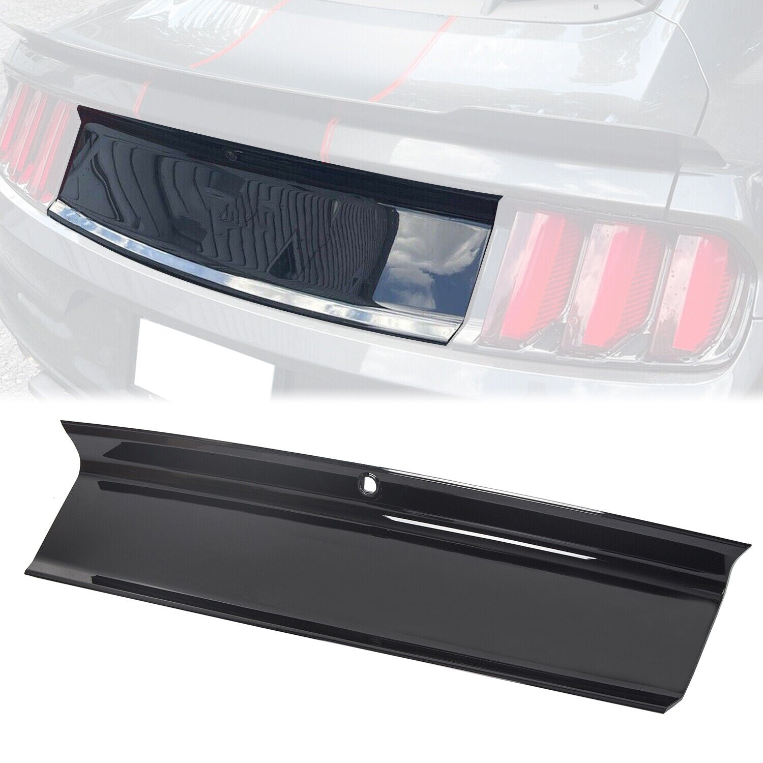 Rear Trunk Decklid Panel Trim Cover-Glossy Black for 2015-2023 Ford Mustang