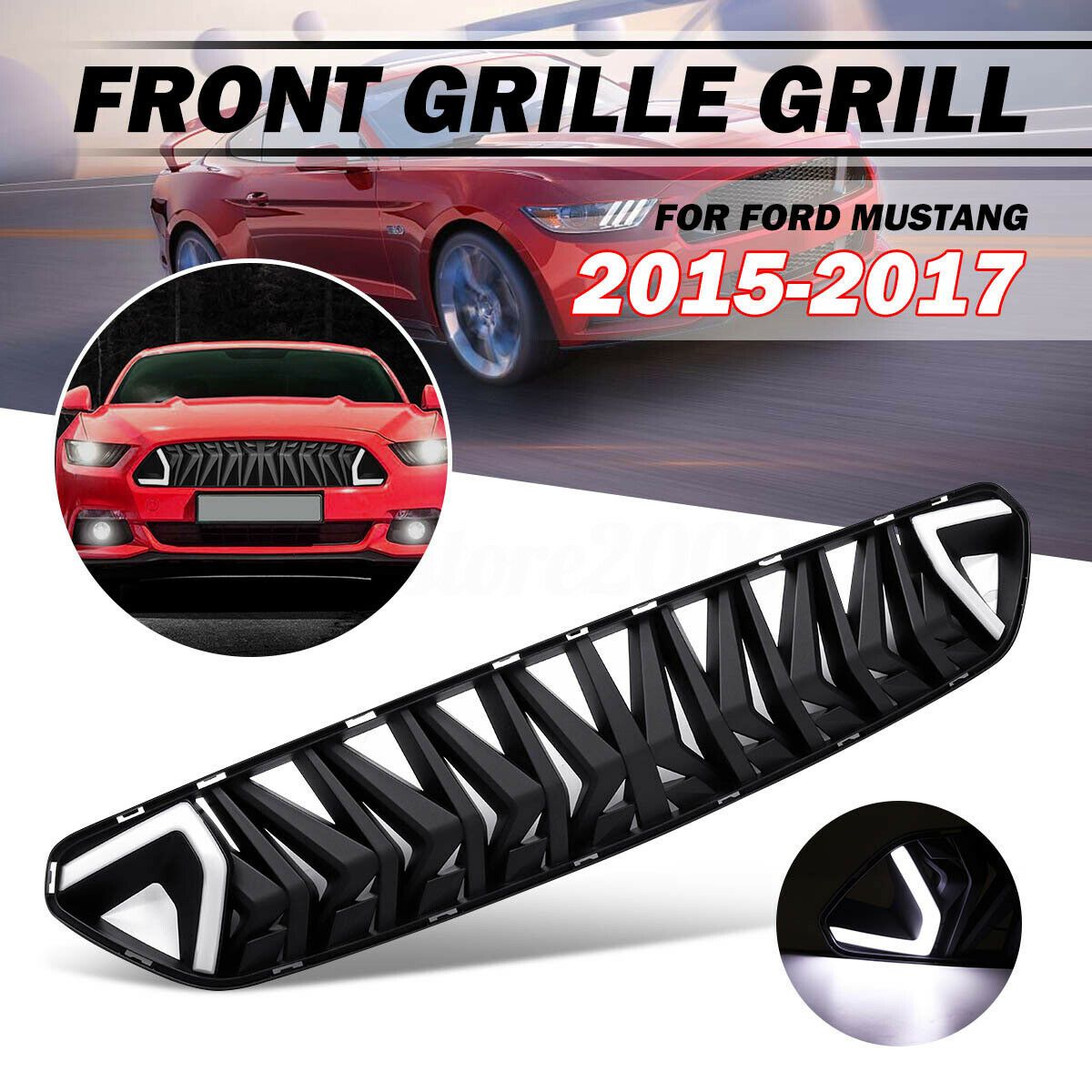 Shark Thooth Grille w/ LED Light for 2015 - 2017 Ford Mustangs