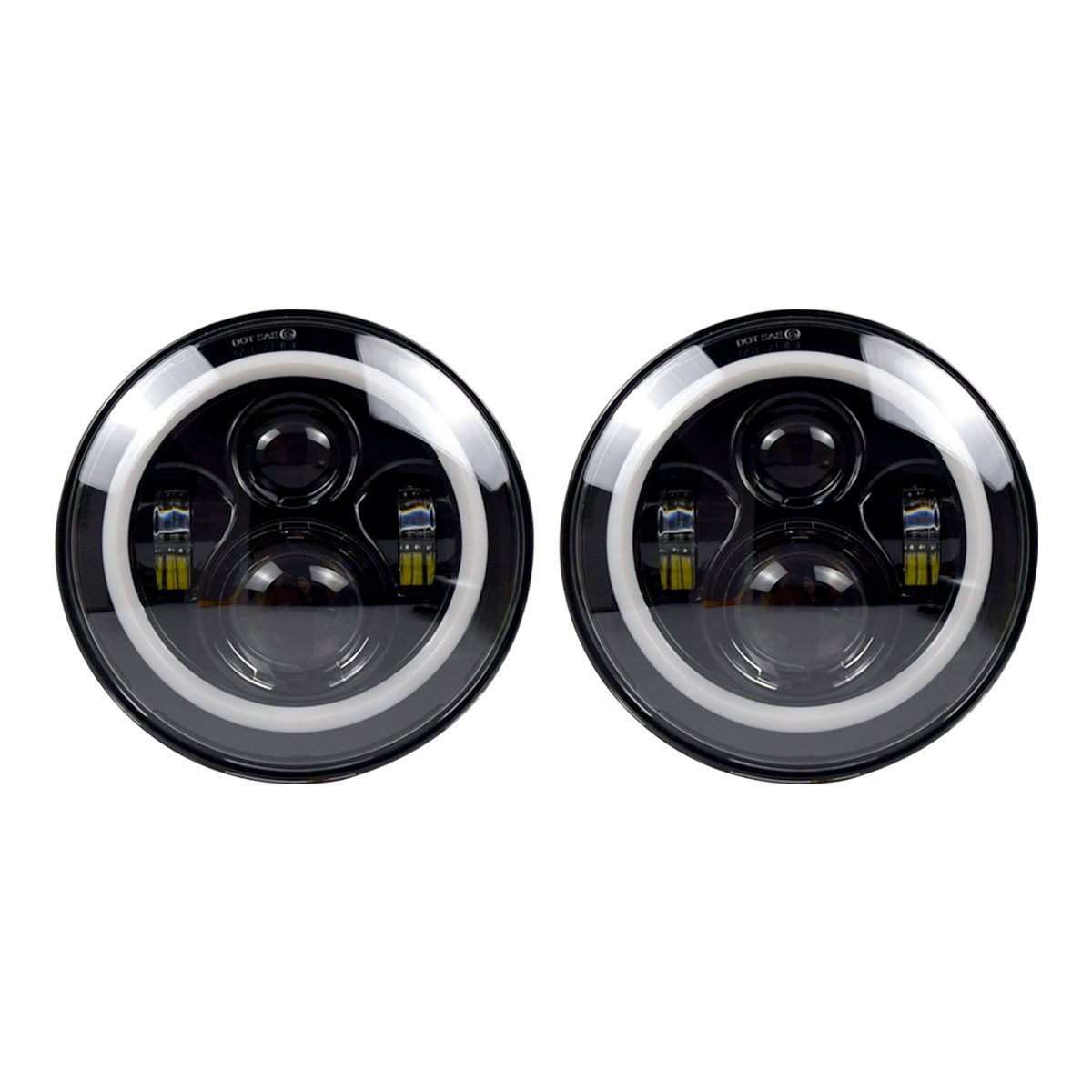 LED Halo Headlights w/ DRL & Amber Turn Signals for 97-18 Jeep Wrangler TJ/ JK