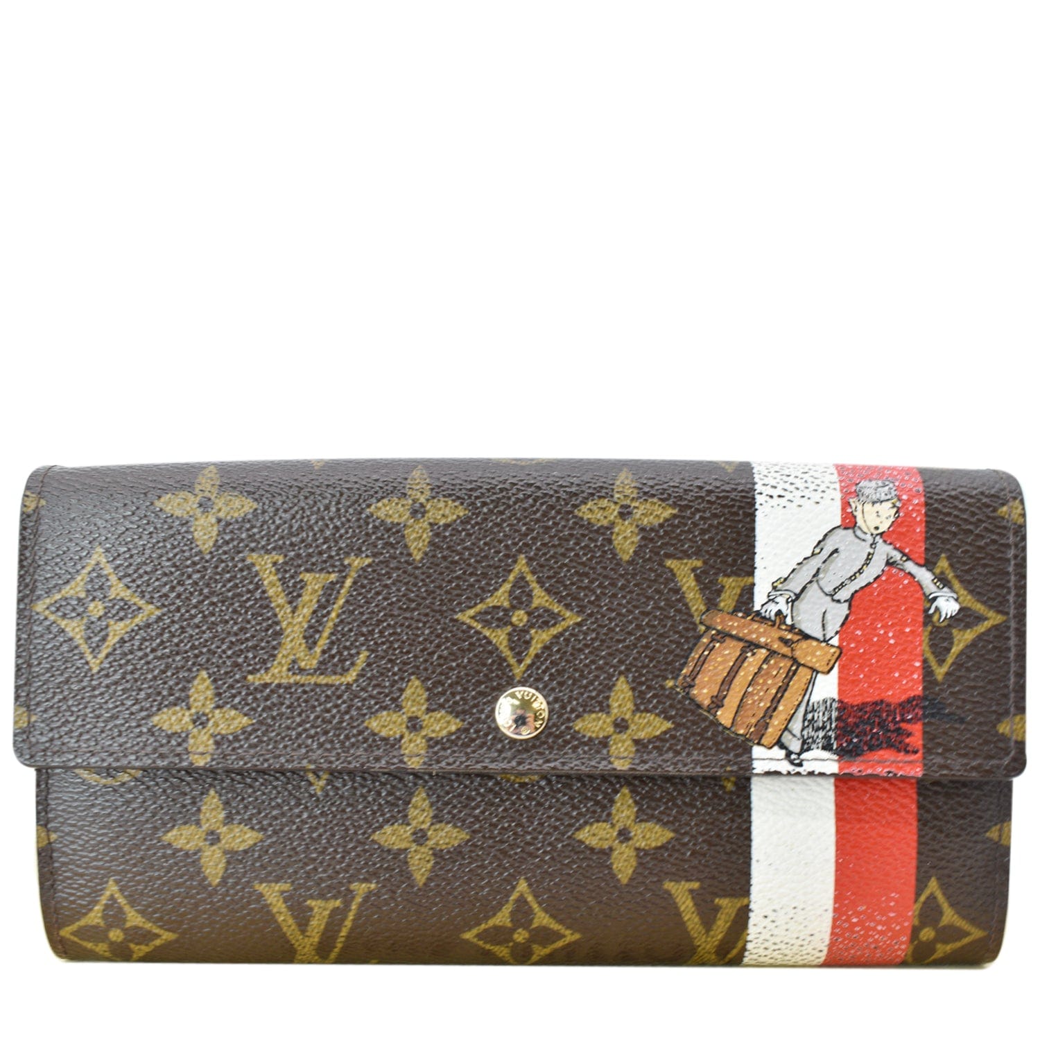 LOUIS VUITTON Groom Portefeuille Sarah Monogram Canvas Wallet Brown