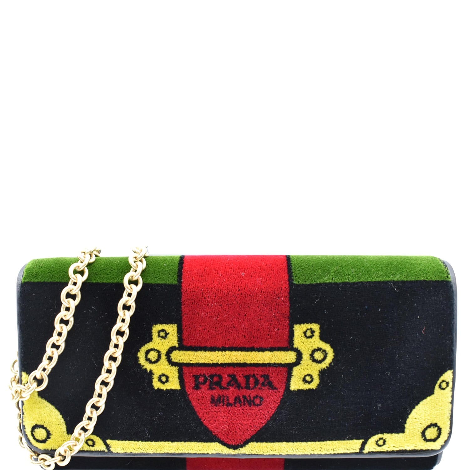 PRADA Cahier Velvet Clutch Bag Multicolor