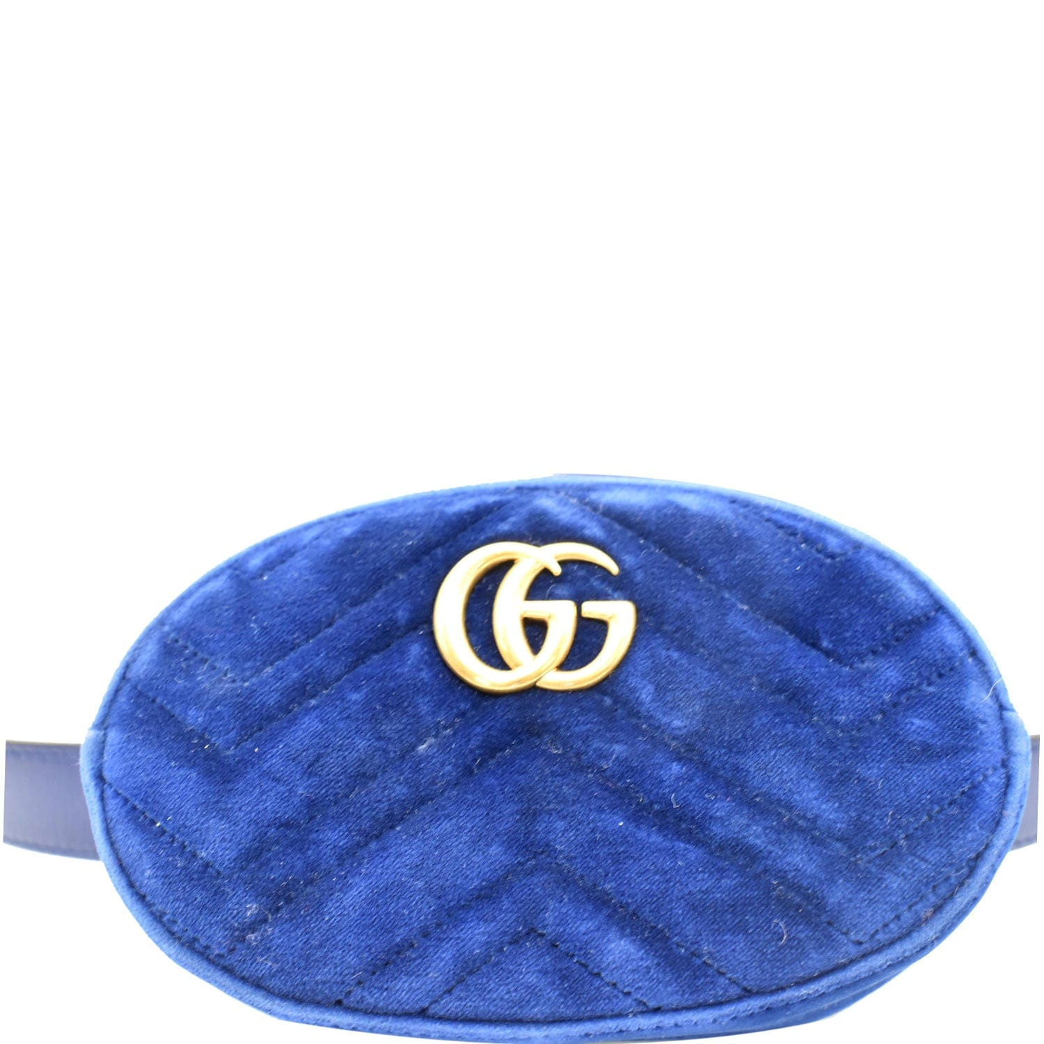 GUCCI GG Marmont Matelasse Velvet Belt Bag Blue 476434