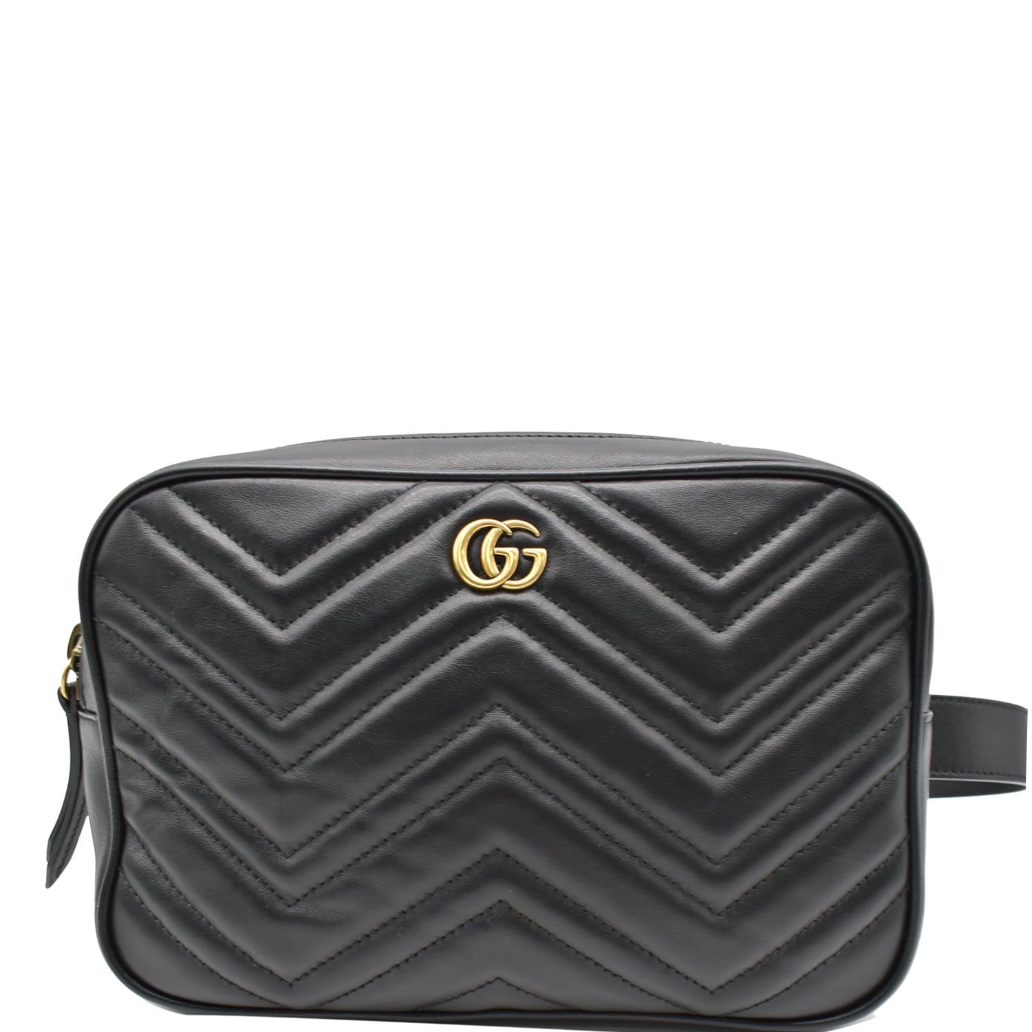 GUCCI GG Marmont Matelasse Leather Belt Bag Black 523380