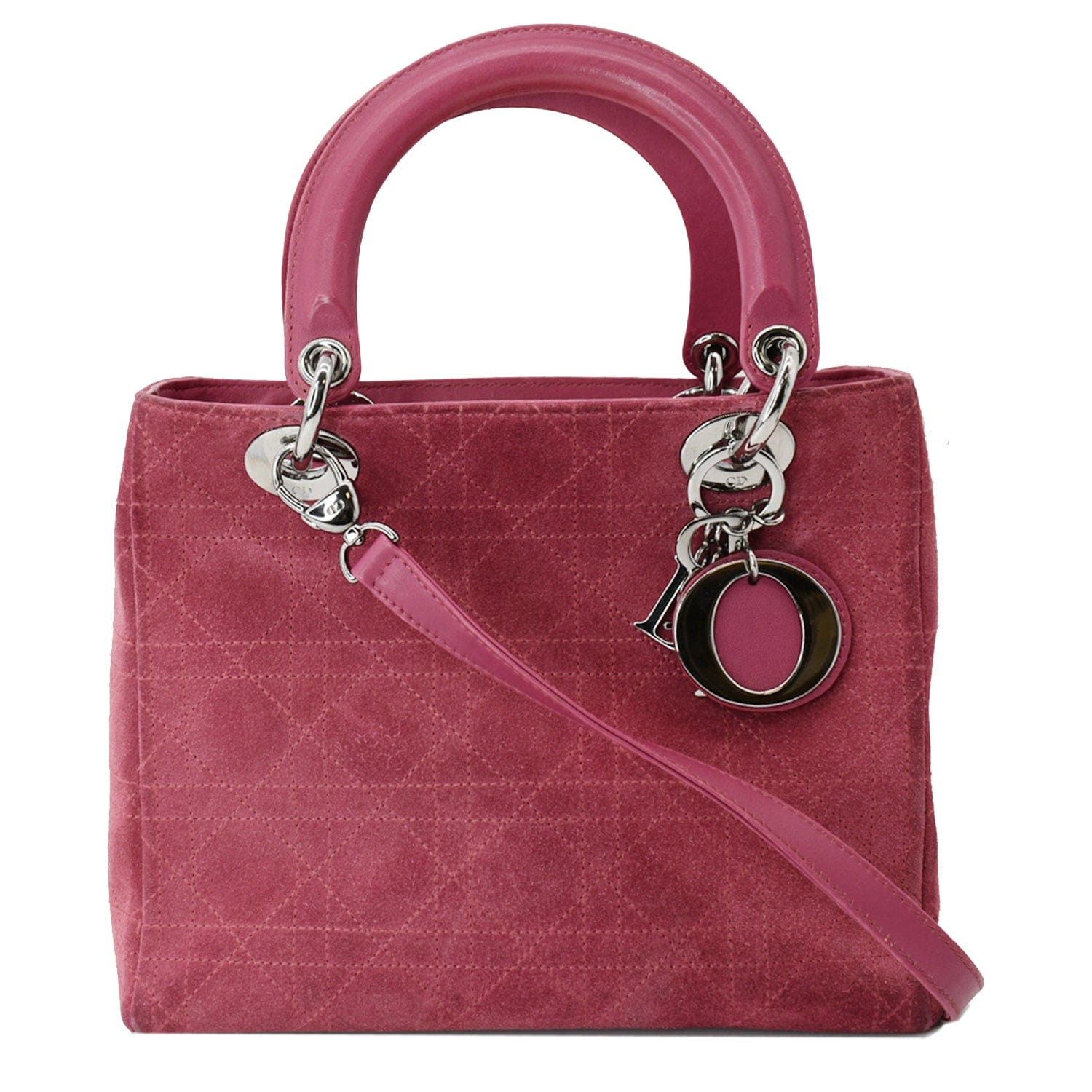 CHRISTIAN DIOR Lady Dior Suede Tote Bag Pink