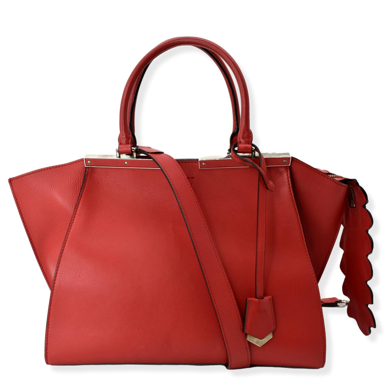 FENDI 3 Jours Calfskin Leather Shoulder Bag Red